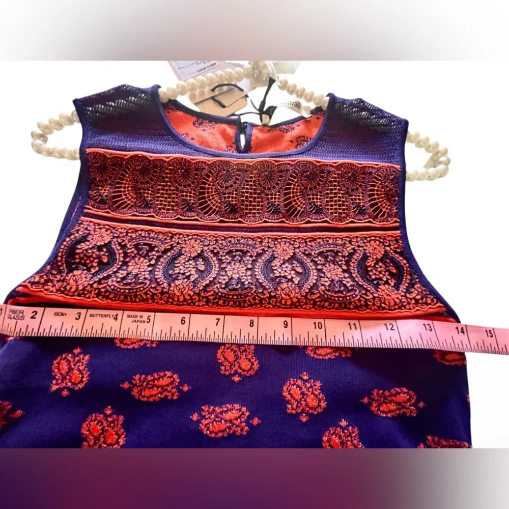 Robert Carvalli $1150. NWT Stunning Top Sz EU 38 Royal Blue & Burnt Orange - Picture 15 of 16